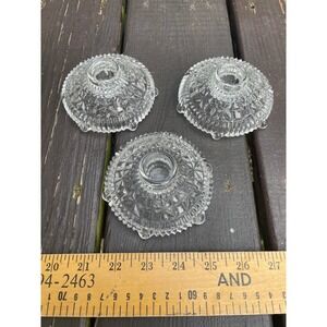 Vintage Clear Pressed Glass Taper Candle Holders Set of 3 Starburst Scalloped
